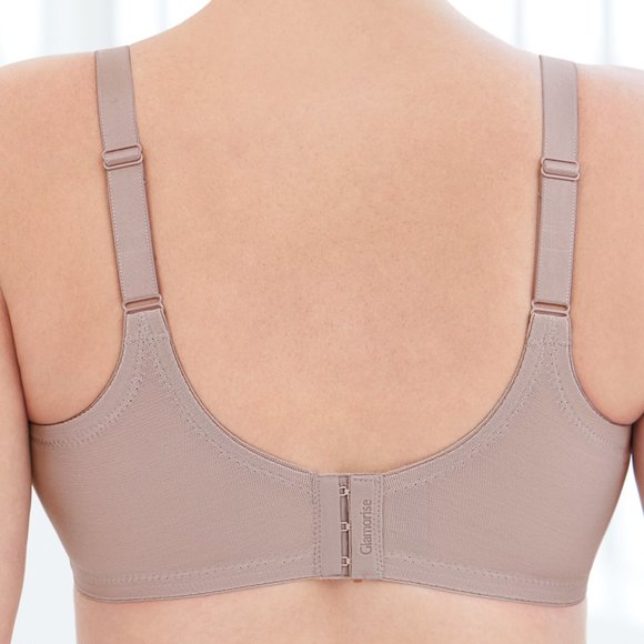Glamorise 50i Plus-Size COMFORT LIFT Bra Wireless-Support SOFT-LACE Taupe NEW - Picture 5 of 14